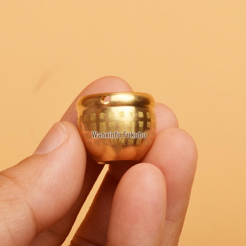 Brass Pendant Keychain: Winnowing Basket & Yuanbao Pixiu Amulet with Hundred Blessings Jar (Gold & Silver Filled)