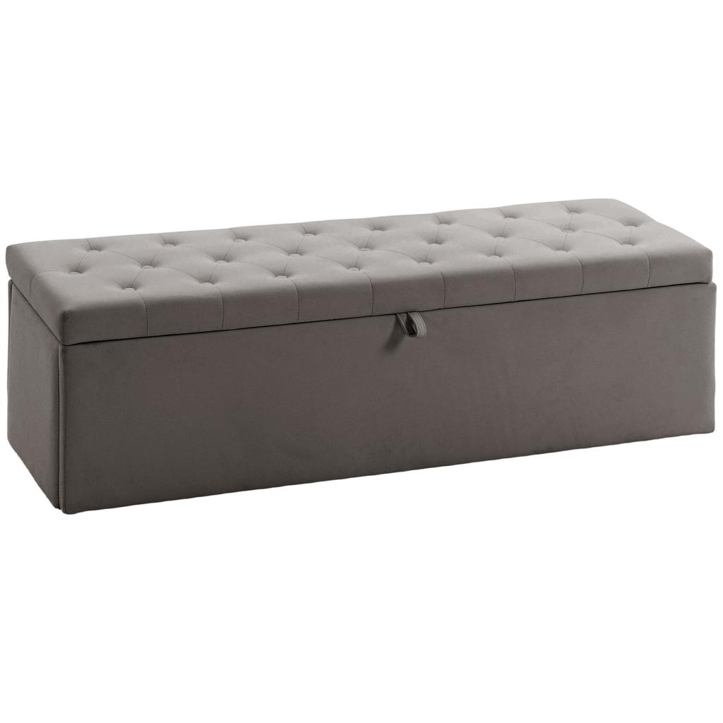 Storage Pouffe, Storage Bench 141L 137x41x42 cm Upholstered in Velvet Storage Chest Load 240 kg Grey