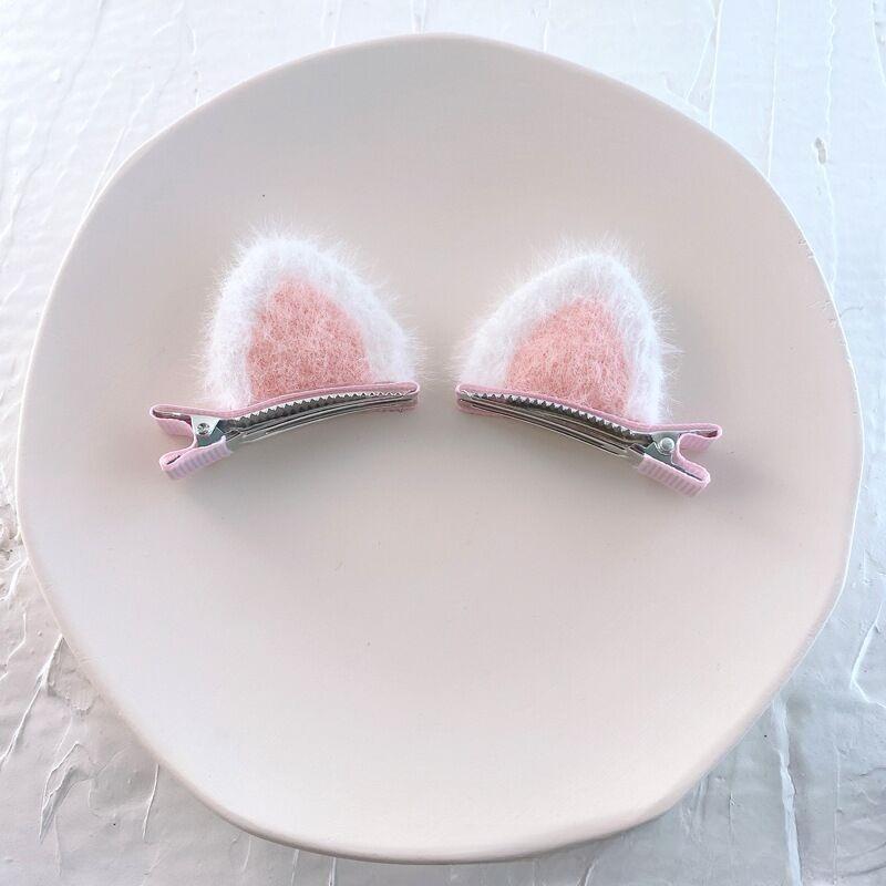 Kids Plush Cat Ear Hair Clips, Warm Winter Autumn Hair Accessories for Girls, Cute Cartoon Side Clips Soft Children Hairpins Set