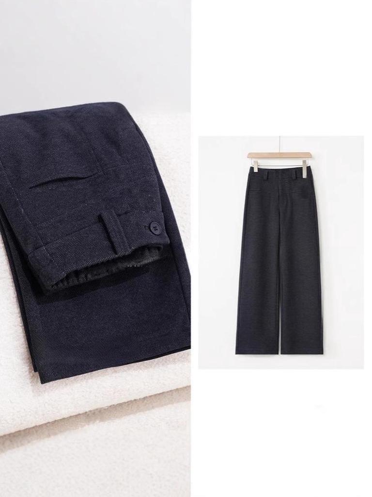 Luxuriöse High Fashion Kaschmirseide High-Waist Schlankmachende Schmale Gerade Bein Hose für Herbst & Winter