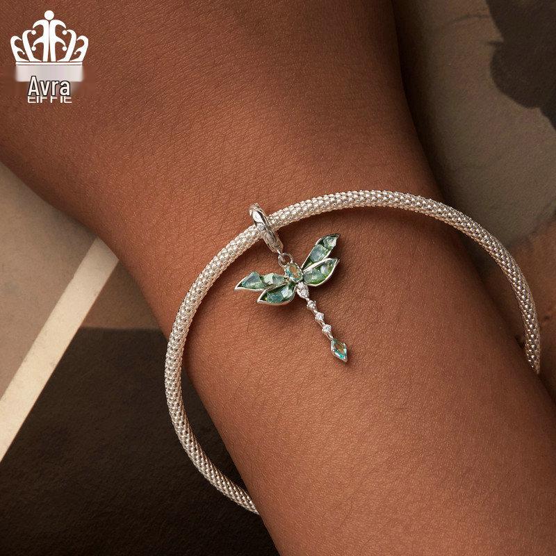 Avle Pendentif Libellule Exquis: Argent Sterling S925, Plaqué Platine, Bijoux Perlés DIY.
