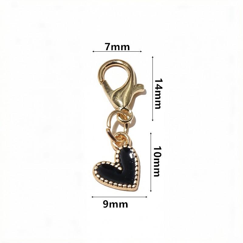10Pcs Enamel Heart Charm Lobster Clasp Pendant Colorful Alloy Love Heart Dangle Charms For Diy Jewelry Making Keychain Bag Decor