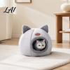 Comfortable Kitty Shelter Plush Cat Cave Bed with Ears Enclosed Cozy Hide Bed Non-slip Lovers Gift Bottom Warm Winter Pet Nest for Indoor