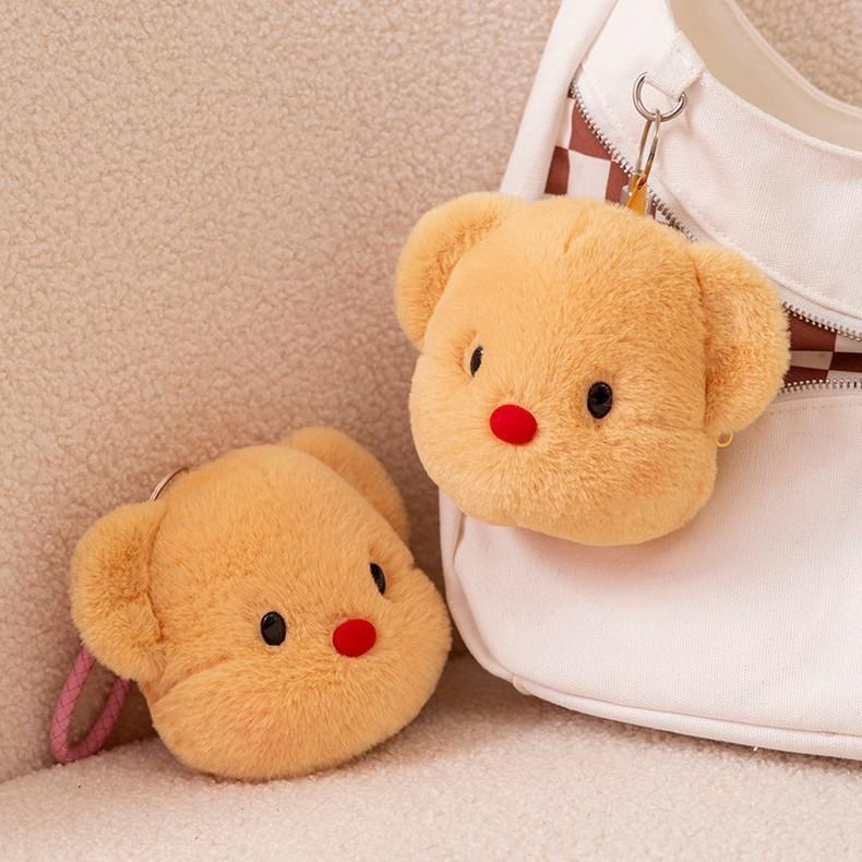Plush Butter Bear Toy Keychain Coin Purse Headphone Bag Decorations Pendant