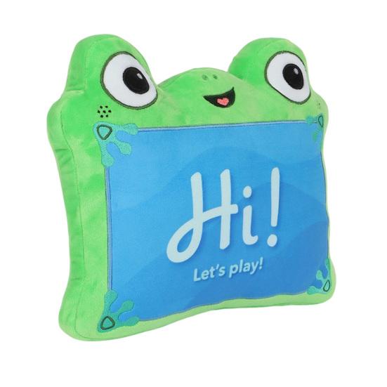 Green Frog Tablet Plush Toy, Soft Stuffed Animal, Cuddly Frog Plushie for Kids, Cute Character Collectible Gift for Boys Girls