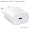 Chargeur Rapide Usb-C 25W pour Samsung Galaxy A34 - A54 - A14 - A23 - S23 - Z Flip4 - Xcover [Blanc]