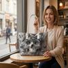 Grey Skull Rose Embossed Stylish Tote Bag for Daily Casual Carry