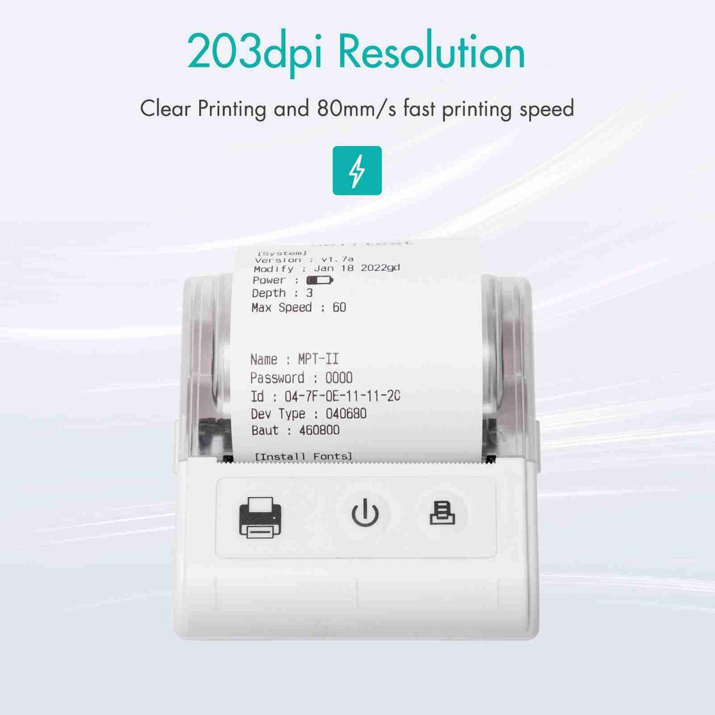 Tragbarer Mini-Thermo-Belegdrucker USB BT-Verbindung 2 Zoll 57mm Drahtlosdrucker Hohe Geschwindigkeit mit 1 Rolle Papier