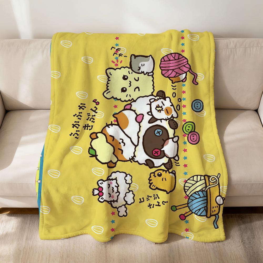

Cute Cartoon Hamster C-corocoro K-kuririn Flannel Soft Warm Plush Blanket Sofa Living Room Hogar Bedroom Gift Home Car Portable 75x90cm