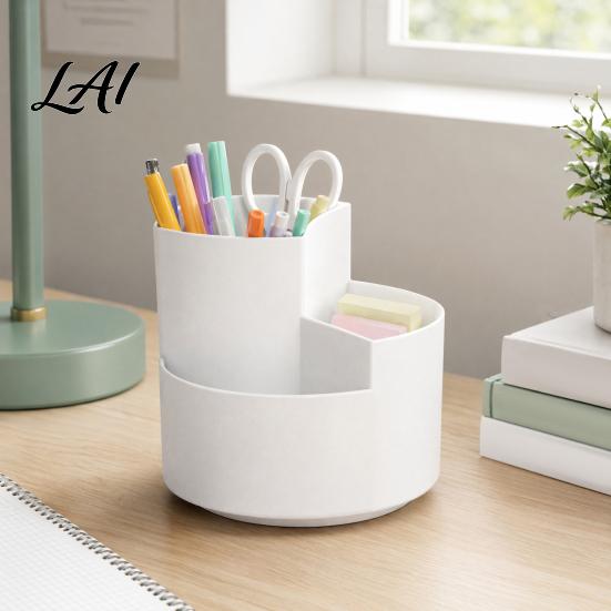 Large Capacity Pen Holder 360 Degree Rotating Holder Multi-compartment Quiet Container Desktop Organizer for Office School Home Storage Non-slip