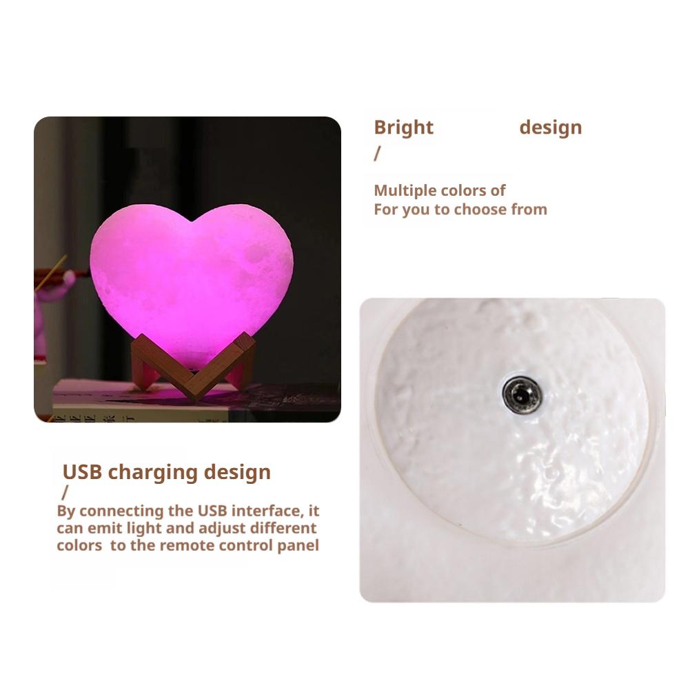 Heart Shaped Night Light Vinyl Lamp Touch Control 16 Color Changing LED Mood Light Remote Creative Home Bedroom Decor Gift