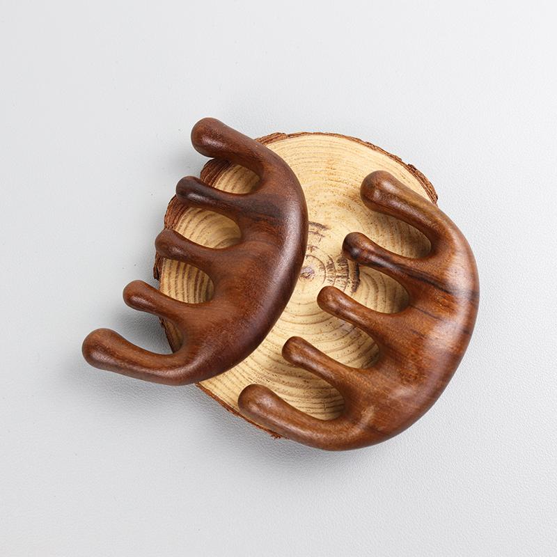 1pc Solid Wood Comb, Scalp Relaxation Acupoint Massager, Portable Wooden Handle Comb Special for Real Hair Wigs