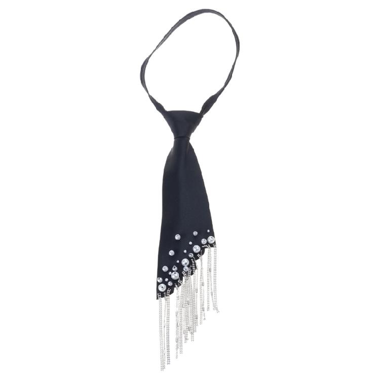 

Adjsutable Necktie With Imitation Pearls Beads Swing Fringe Hemline Prom Business Accessory Fashion Decoration for Women 1