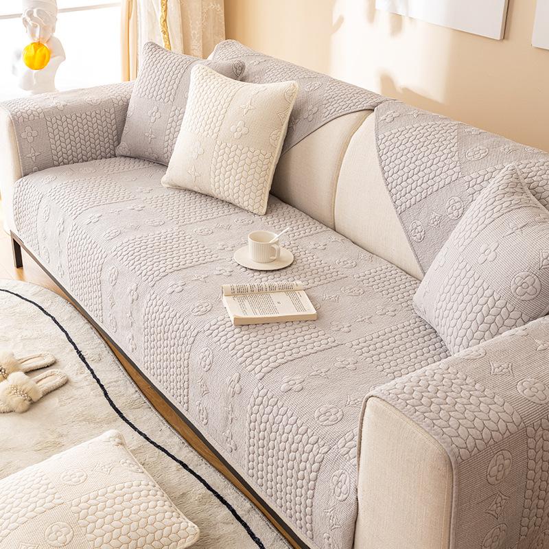 Water-washed Cotton Sofa Cushion All-season All-purpose Cotton Cushion Simple Anti-slip Cover Cover and Towel