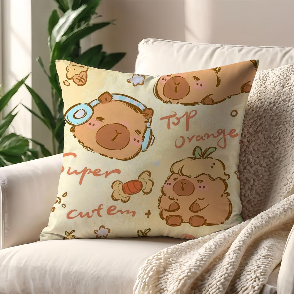 Cartoon Capybara Cute cushion cover Pillow Cover Home Sofa living Decoration Room Office Car Nordic Simplicity