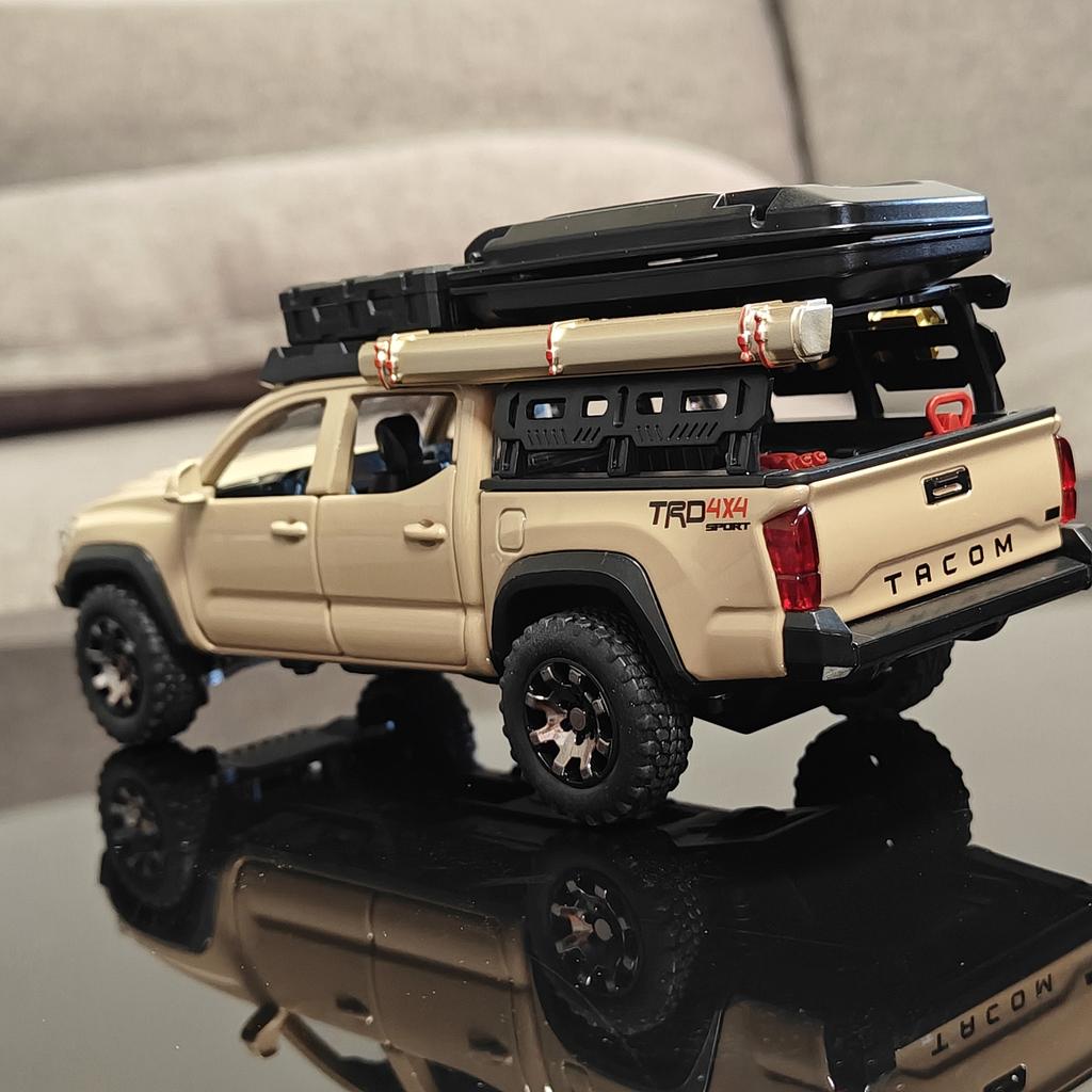 1:32 Scale Toyota Tacoma TRO Off Road Pickup Truck Alloy Diecast Travel Version Model Sound & Light Mini GT Ornament Collection