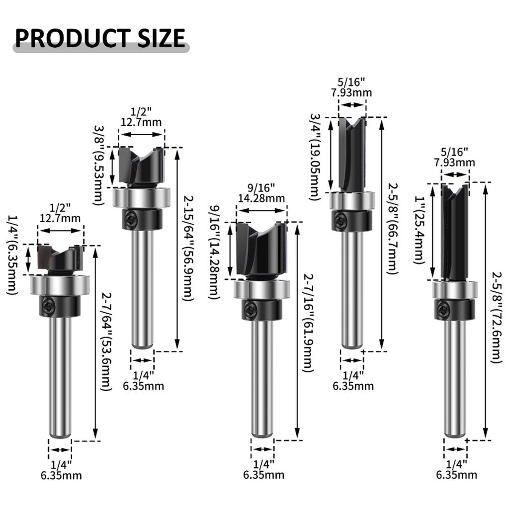 6 Stück 6mm-19mm Durchmesser 6mm Schaft Nutfräser Wolframkarbid Doppelnuten Fräser Holzfräser Für Holzbearbeitungswerkzeug