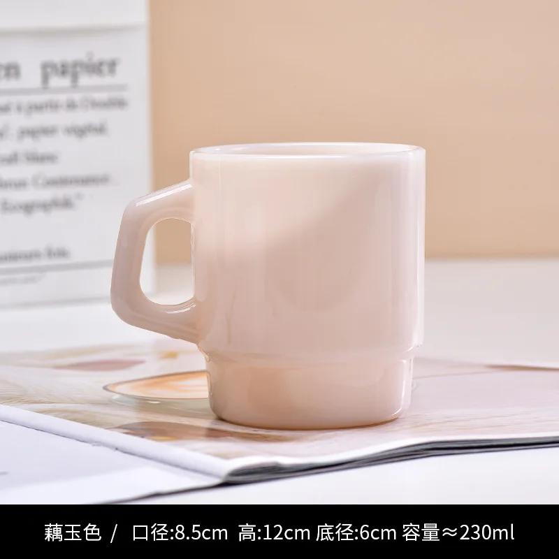 Stackable Colored Heavy Glass Mug Cup 230ml 8oz Heat Resistant White Pink Green Blue Skin Coffee Mug Tea Juice Water Cup 1 Piece