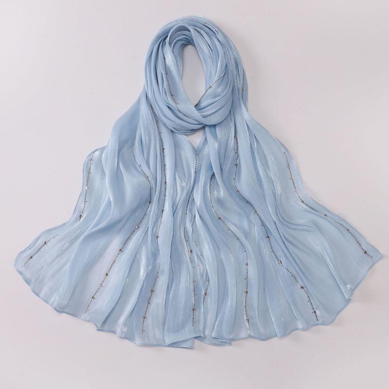 Ethnic Line Rhinestone Long Gauze Malay Headscarf Shiny Scarf
