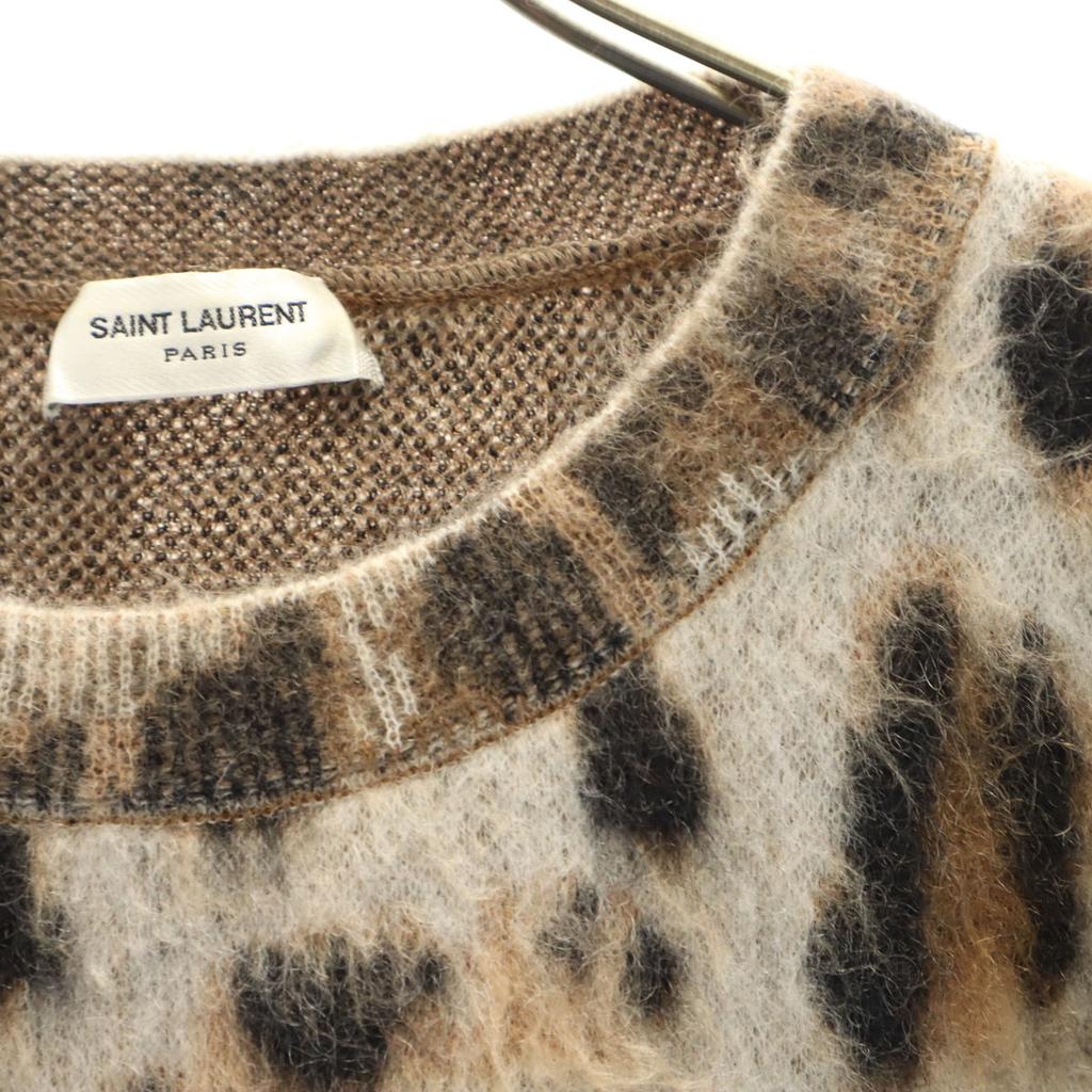 SAINT LAURENT Italian mohair blend Leopard Pattern Long sleeve sweater Women Used