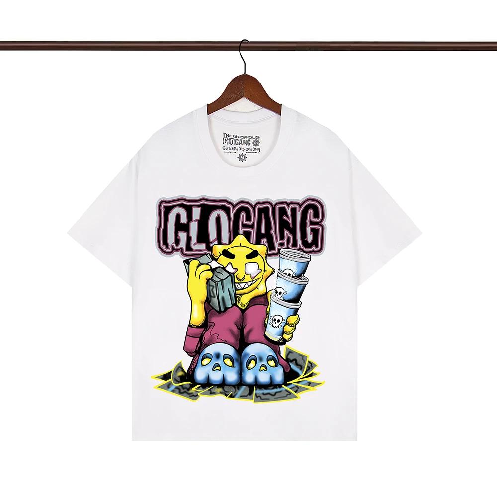 Streetwear Graffiti Farbmatch Buchstabe Kurzarm T-Shirts für Männer und Frauen Rundhalsausschnitt Baumwoll-Tees Oversized Hip Hop Tops