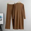 Women's Spring And Autumn Casual Suit Long Sweater Jacket Wide Leg Pants Knitted Two Piece Set