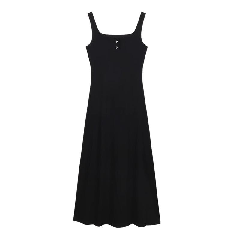 Black inner suspender dress women's summer pure desire little mother skirt texture advanced sense a word long dress sleeveless skirt
