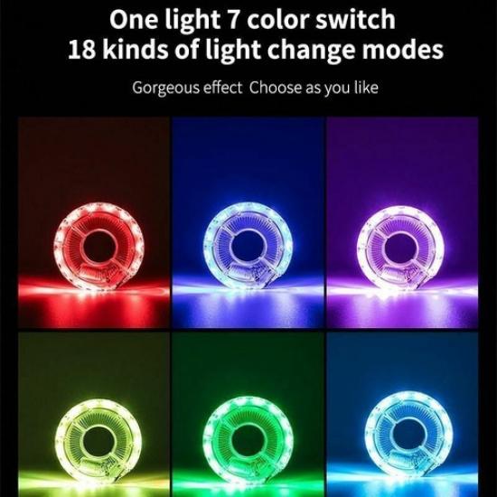 Rechargeable Smart LED Bicycle Wheel Light Tail Hub Spoke Lamp 7 Color 18 Modes