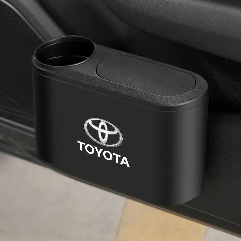 Can Auto Emblem Garbage Box Bin Storage Trash Car Accessories For Toyota Chr Corolla Yaris Rav4 E150 E120 Land Cruiser 200