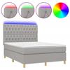 VidaXL Slatted Bed Base with Mattress and LED, Upholstered Bed, Double Bed, Adult Bed for Interior Bedroom, 3135669