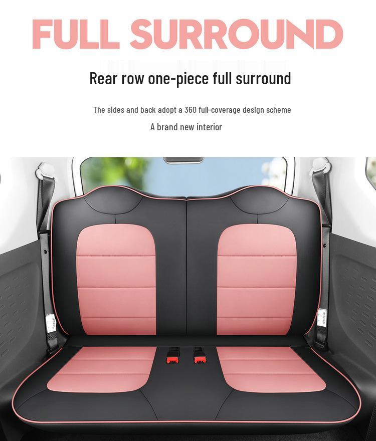 Wuling Mini Cute Cartoon Leather Car Seat Cushion Cover - Universal Fit, All Seasons