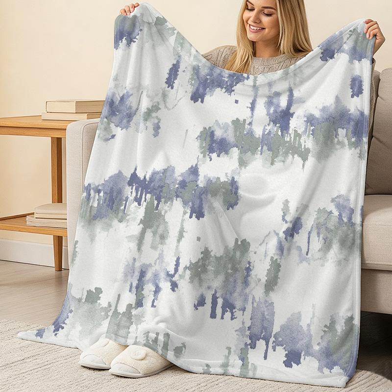 Lightweight Flannel Blanket, Soft Cozy Watercolor Fleece Throw, Perfect for Couch, Bed, Halloween & Christmas Home Decor