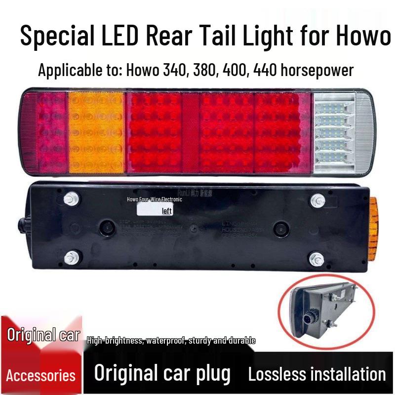 SITRAK HOWO Rear LED Tail Light Assembly - Turn, Brake, Reverse, Waterproof.