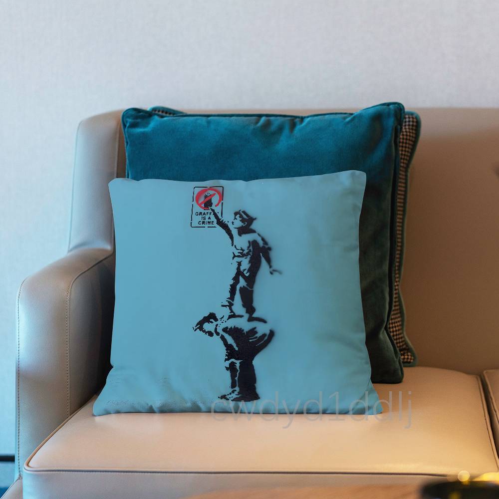 Street Art BBanksy Graffiti Cushion Cover Pillow Cover Decor Pillowcase Printed Cushion Case For Couch