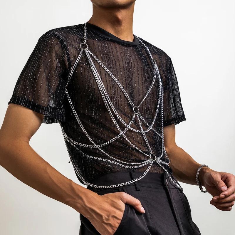 Fashion Luxury Multilayer Metal Tassels Waist Belly Chain Necklace for Men Punk Summer Party Beach Body Jewelry Accessories