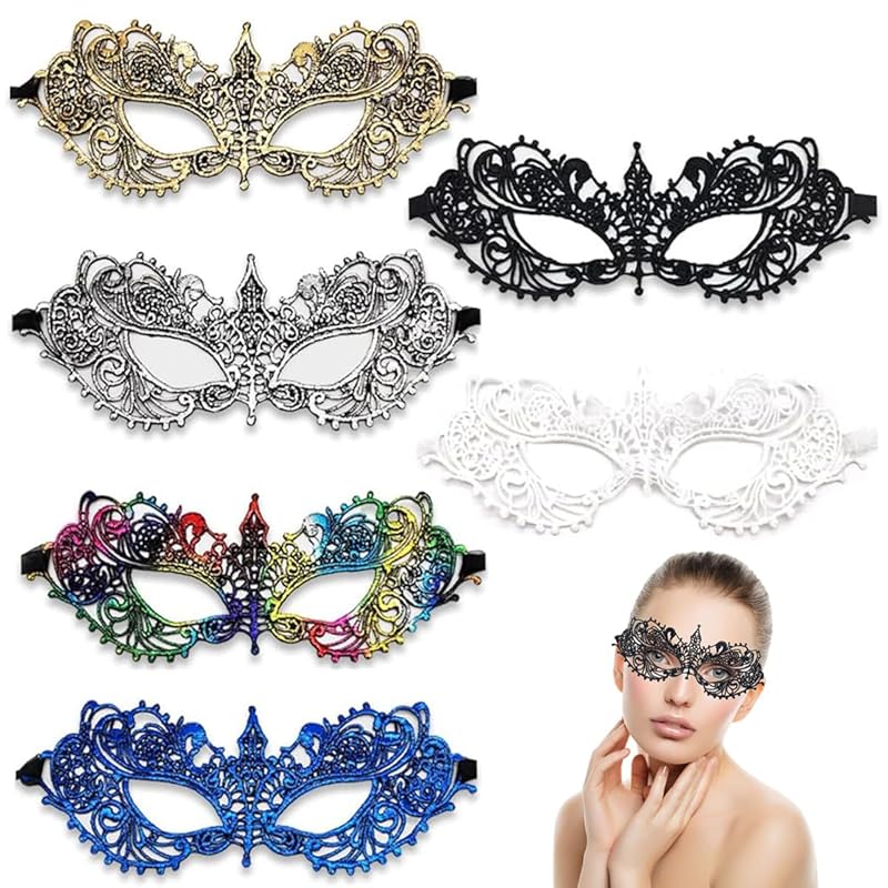 

[Getrays] 6 pieces masquerade ball mask, sexy ladies lace mask, lady girls ball mask for disguise disguise party cosplay cultural festival theater