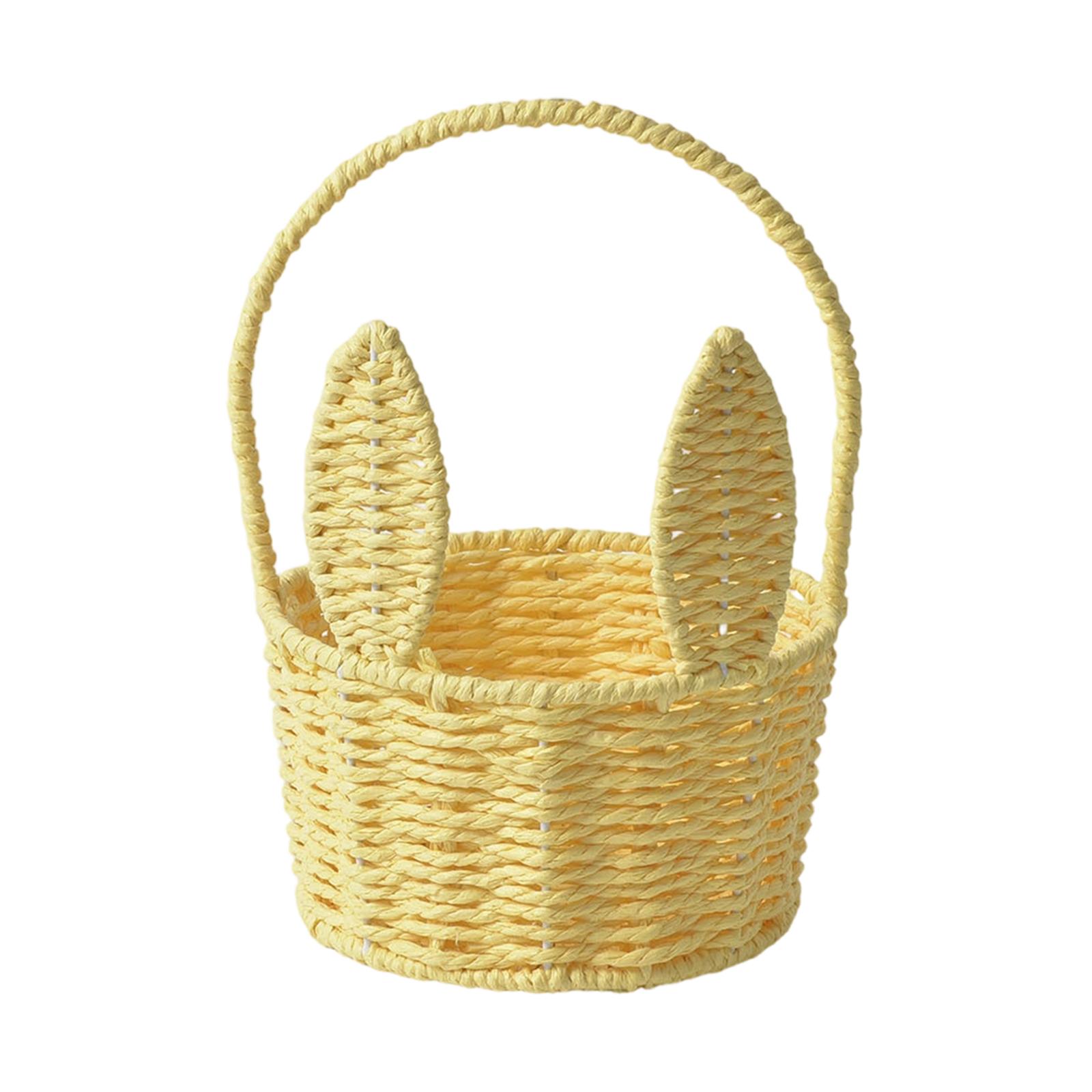 

Handmade Woven Ear Flower Basket, Eco-friendly Paper Rope Creative Storage Basket One Size жовтий
