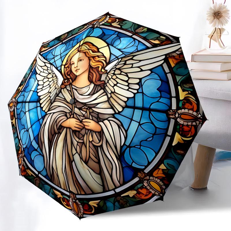 1pc Angel Wings Automatic Folding Umbrella - Design, Durable Iron Frame for Travel, Outdoor, Beach Fashion Accessory a0920057