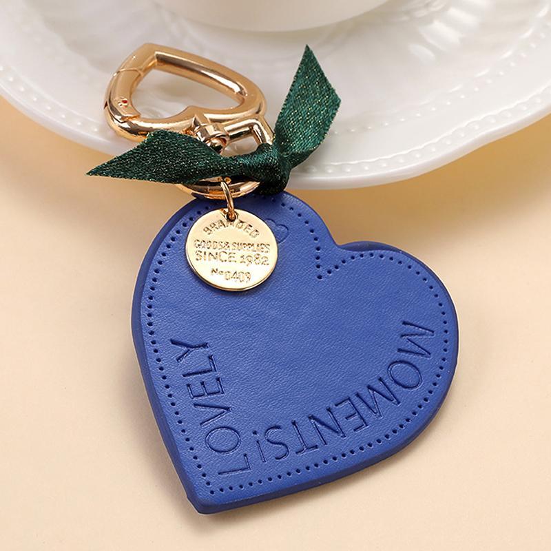 Women Leather Heart Keychain  Leather Heart Shape Keychain Car Key Holder Home Key Ring Charm Bag Car Pendant Gift