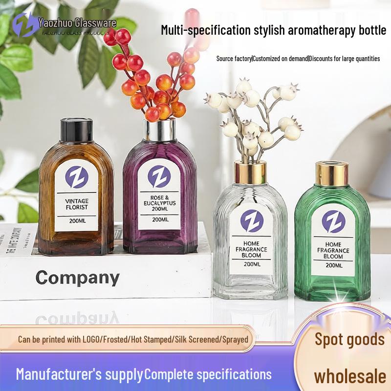 Flameless Rattan Aroma Diffuser Square Glass Bottle for Essential Oils Clear; 200ml