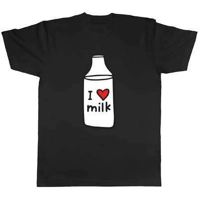 I Love Milk Mens T-Shirt Funny Milk Bottle Unisex Tee Gift