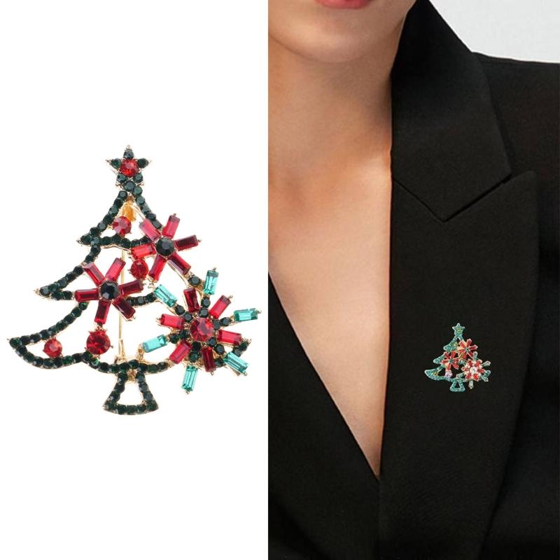 Stylish Festive Tree Jewelry Pin Sturdy Alloy Design Secure Clasp Brooch Perfect For Holiday Outfits And Gatherings