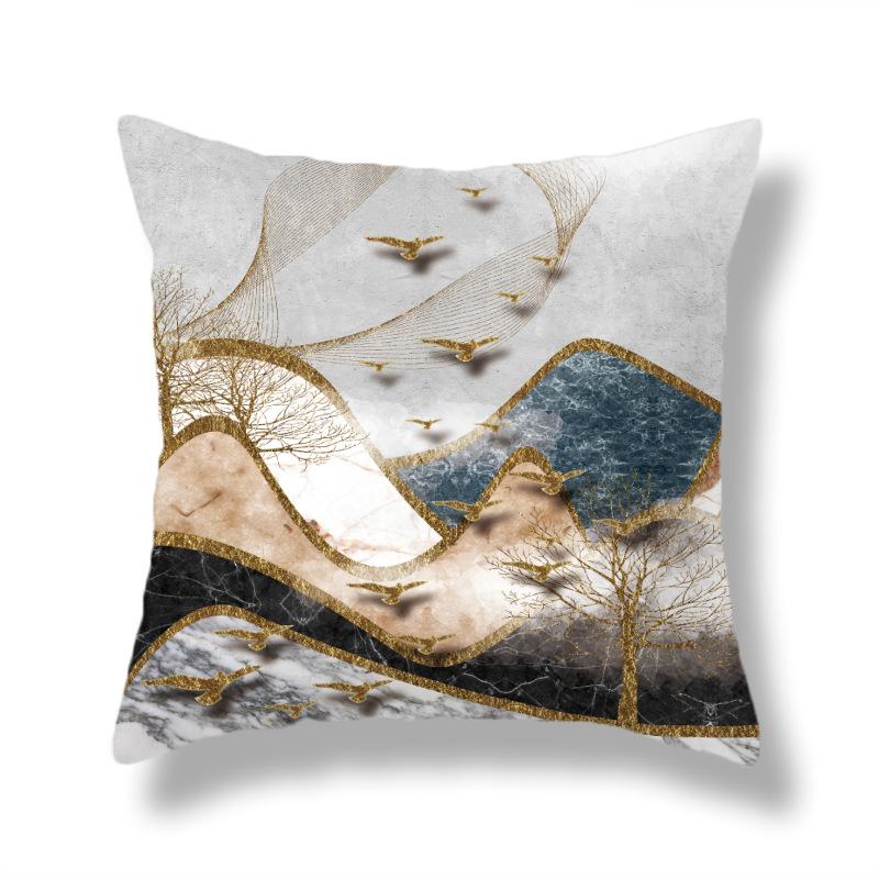 45X45CM Creative Hand-painted Natural Scenery Cushion Cover Sofa Office Seat Cushion Cover Creative Ornaments Home Decoration