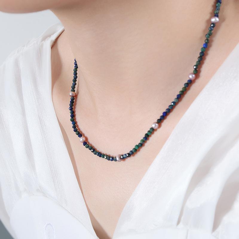 Empress Dowager Lapis Lazuli & Pearl Necklace - Handmade Versatile Clavicle Chain Jewelry for Women