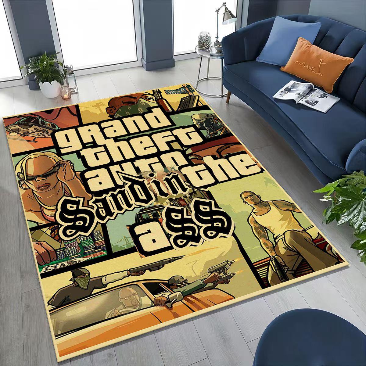 

3D G-GTA Гра Геймер Мультяшний Мото Килим для Спальні Вітальні Дивана Домашній Доріжка Декор, Великий Дитячий Ігровий Нековзкий Килимок для Підлоги Подарунок 40x60cm( 15x23in )