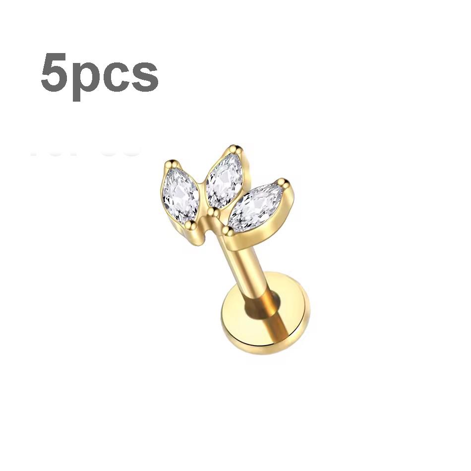 5Pcs/lot Titanium CZ Ear Stud Tragus Cartilage Earrings for Women Labret Lip Lobe Ring Helix Daith Piercing Body Jewelry