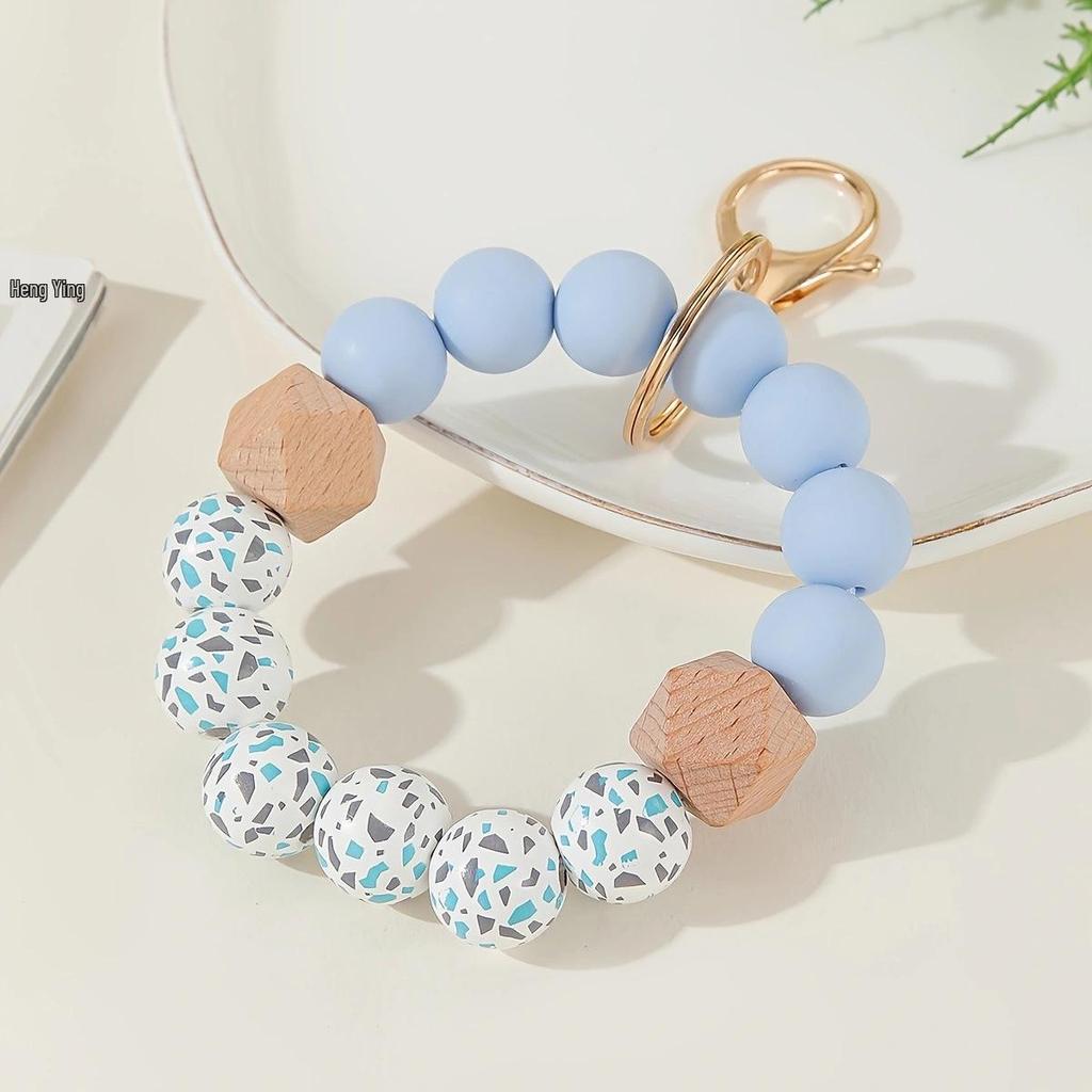 European & American Style Silicone Bead Keychain Bracelet Pendant