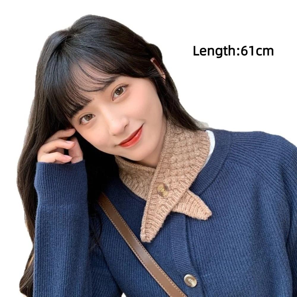 Cold Resistant Knit Triangular Scarve Solid Color Knitted Cross Scarf False Collar  Female