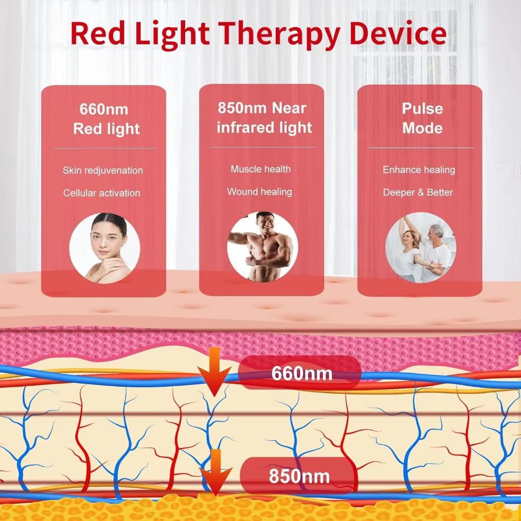 100W 660nm Redlight & 850nm Infrared Light Device Body Pain Relief Therapy Equipment Red Light Therapy Lamp Adjustable Stand