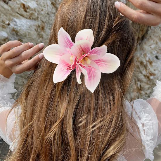 1/3Pcs Women Hairpin Secure Grip Realistic Orchid Design Hair Clip Non-Fading Decorative Hair Accessories